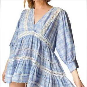 Free People Blue Time Out Lace Tunic